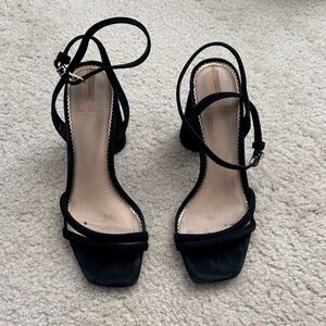 Sam Edelman Kia Black Strappy Block Heel Sandals - Women - 7.5